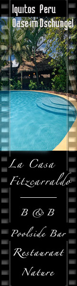 LA CASA FITZCARRALDO Iquitos/Peru  - Geburtsort des Werner Herzog Films. Tropische Oase im chaotischen Iquitos. Unterkunft wie zuhause. Spektakul�res Baumhaus und gek�hltes Schwimmbad. Speisen und Getr�nke. 