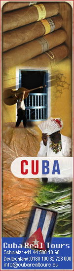 Erleben Sie mit Cuba Real Tours die ganze Vielfalt Cubas: 50er Jahre Nostalgie und 68er Sehnsucht, Musik und Tanz von Salsa bis Tropicana, Genuss von Tabak bis Rum, Natur von Sierra bis Traumstand, Geschichte von Kolonial bis Revolution, Kultur von Klassik bis Santeria.